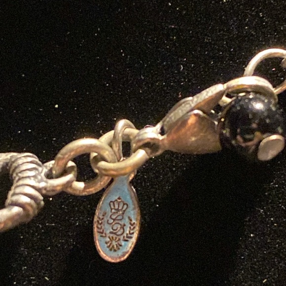 12” silver tone circle pendant on black and silver beaded multi strand.Beautiful - Picture 5 of 6